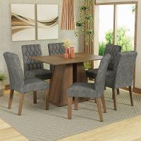 Conjunto Sala De Jantar Mesa Tampo De Madeira 6 Cadeiras Rustic/silver Fabiana Madesa Rustic/silver - 1