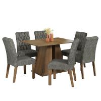 Conjunto Sala De Jantar Mesa Tampo De Madeira 6 Cadeiras Rustic/silver Fabiana Madesa Rustic/silver - 3