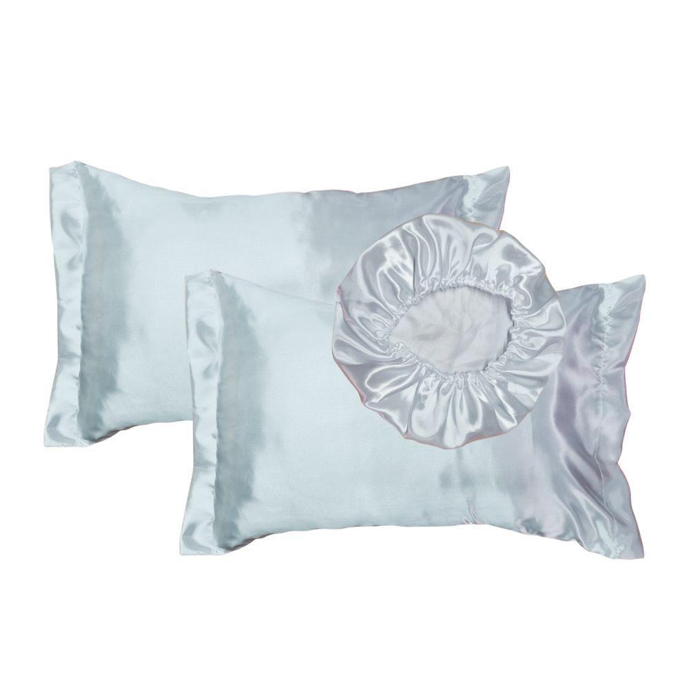 Kit Cetim Seda Luxo 2 Fronhas 1 Touca Antifrizz - Magic Enxovais Branco - 1