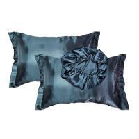 Kit Cetim Seda Luxo 2 Fronhas 1 Touca Antifrizz - Magic Enxovais Preto - 1