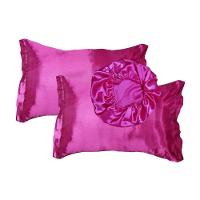 Kit Cetim Seda Luxo 2 Fronhas 1 Touca Antifrizz - Magic Enxovais Pink - 1