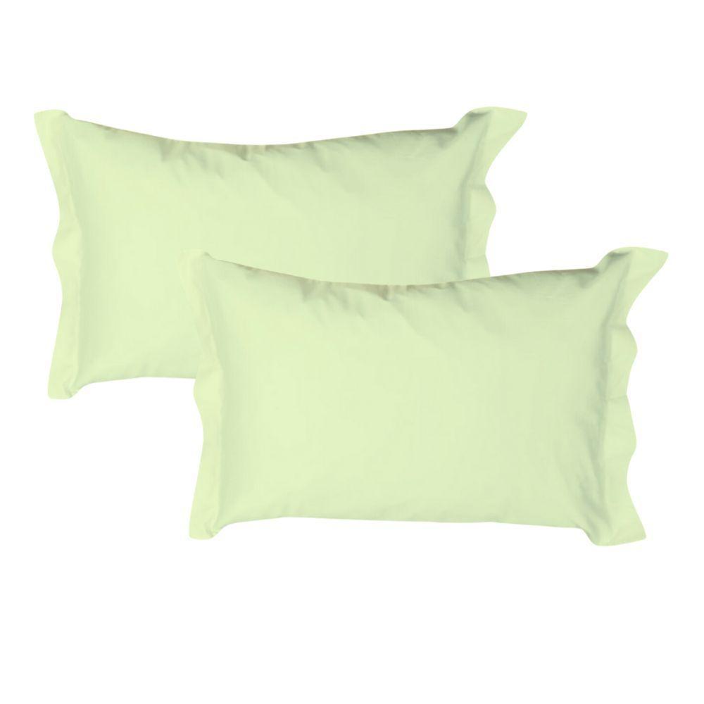 Par De Fronhas 2 Abas Percal 180 Fios 100% Algodão Padrão Hotel Verde - 1