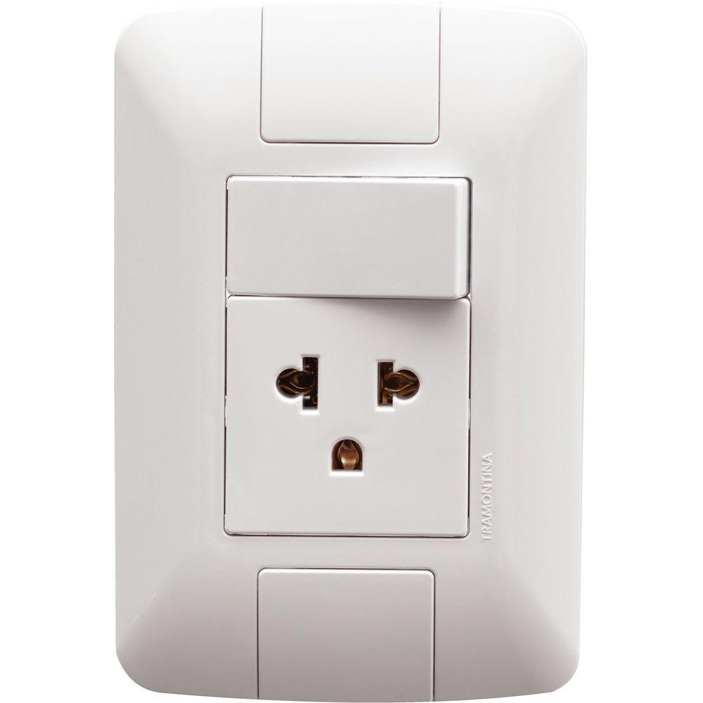 Conjunto 4x2 Com 1 Interruptor Simples 10 A 250 V E 1 Tomada 2p+t 15 A - 16 A 250 V Tramontina Aria Tramontina - 1