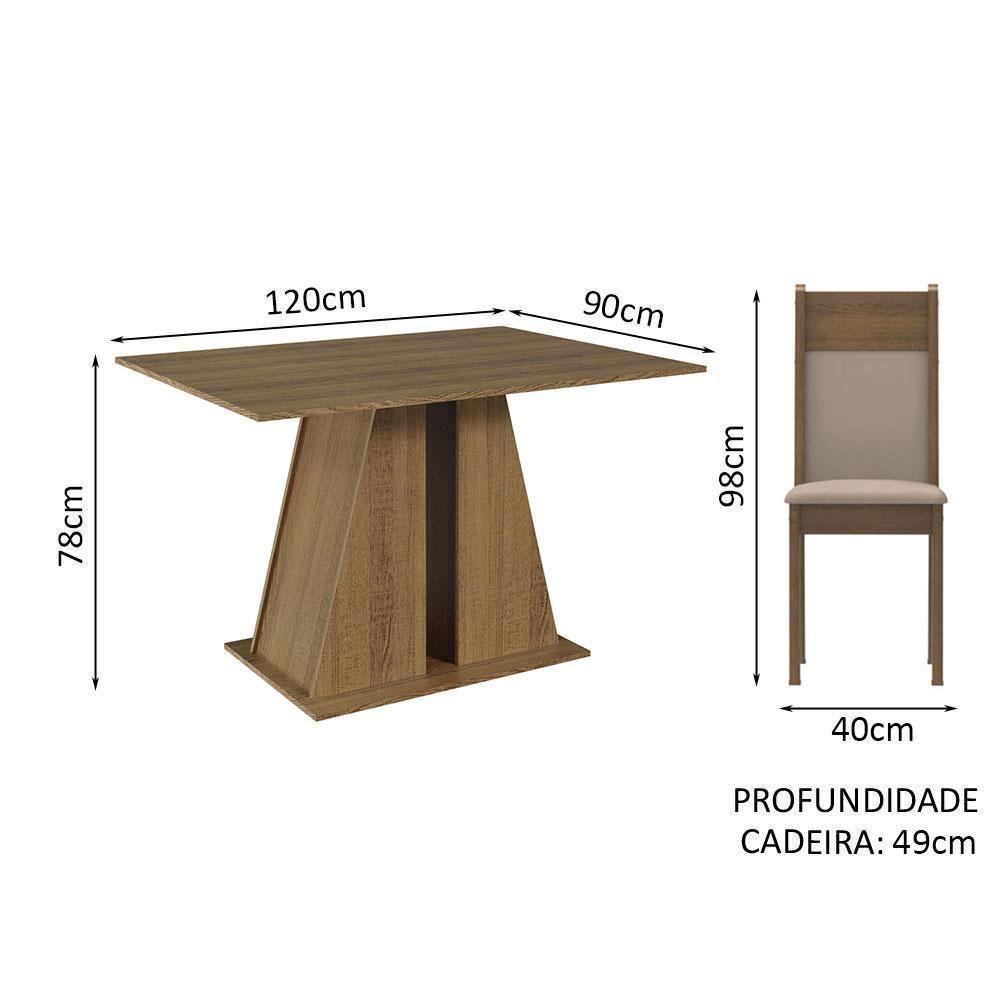 Conjunto Sala De Jantar Mesa Tampo De Madeira 6 Cadeiras Rustic/bege Beverly Madesa - 6