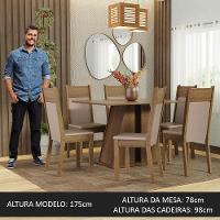 Conjunto Sala De Jantar Mesa Tampo De Madeira 6 Cadeiras Rustic/bege Beverly Madesa - 2