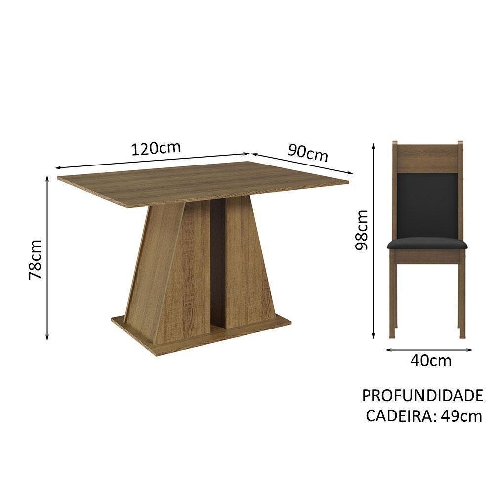 Conjunto Sala De Jantar Mesa Tampo De Madeira 6 Cadeiras Rustic/preto Beverly Madesa Rustic/preto - 8