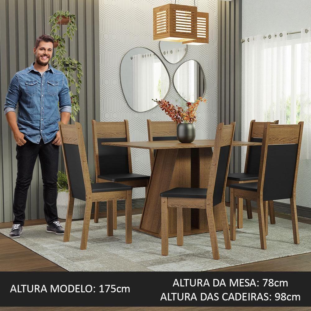 Conjunto Sala De Jantar Mesa Tampo De Madeira 6 Cadeiras Rustic/preto Beverly Madesa Rustic/preto - 10