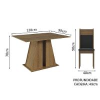 Conjunto Sala De Jantar Mesa Tampo De Madeira 4 Cadeiras Rustic/preto Angel Madesa Rustic/preto - 3