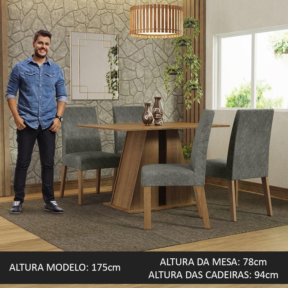 Conjunto Sala De Jantar Mesa Tampo De Madeira 4 Cadeiras Rustic/silver Agnes Madesa Rustic/silver - 9