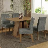 Conjunto Sala De Jantar Mesa Tampo De Madeira 4 Cadeiras Rustic/silver Agnes Madesa Rustic/silver - 1