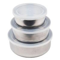 Kit Conjunto 3 Potes Inox Com Tampa Plástica - 1