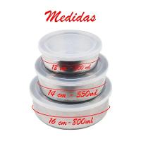 Kit Conjunto 3 Potes Inox Com Tampa Plástica - 2