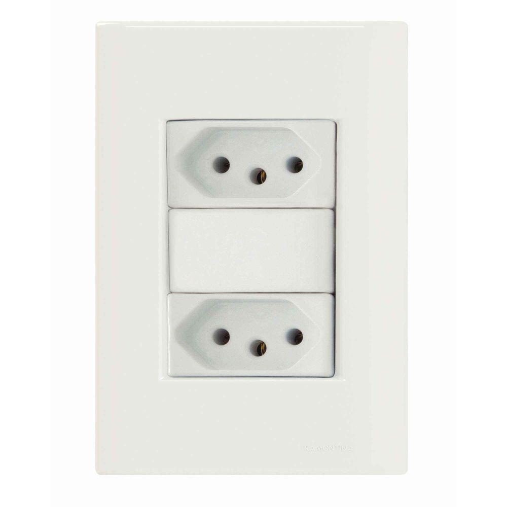 Conjunto 4x2 Com 2 Tomadas 2p+t 10 A 250 V Tramontina Giz Branco Tramontina - 1