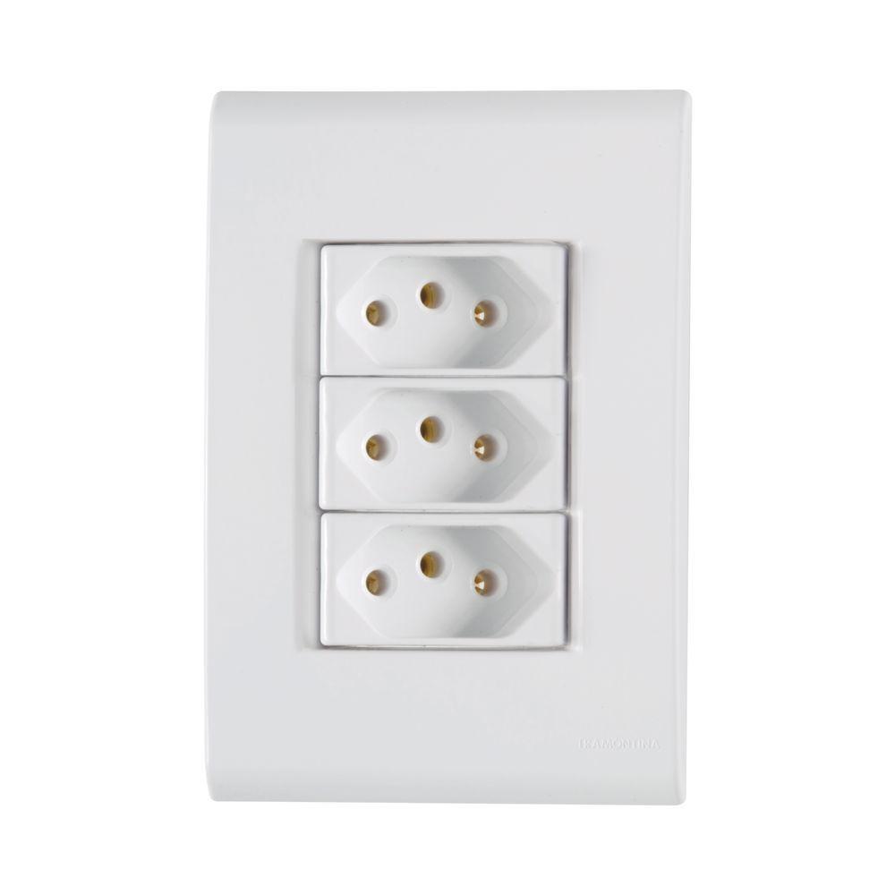 Conjunto 4x2 Com 3 Tomadas 2p+t 20 A 250 V Tramontina Liz Branco Tramontina - 1