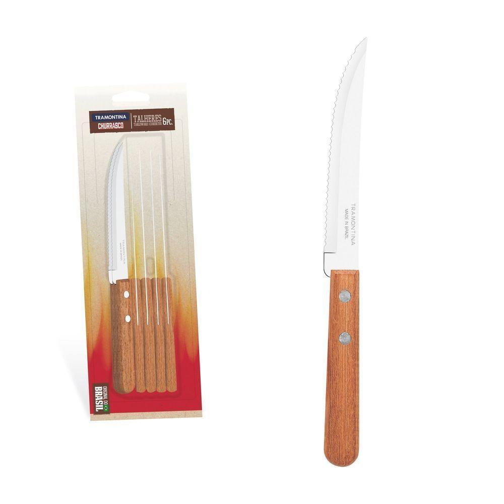 Conjunto De Facas Para Churrasco Dynamic Com Lâminas Em Aço Inox E Cabos De Madeira Natur - 1