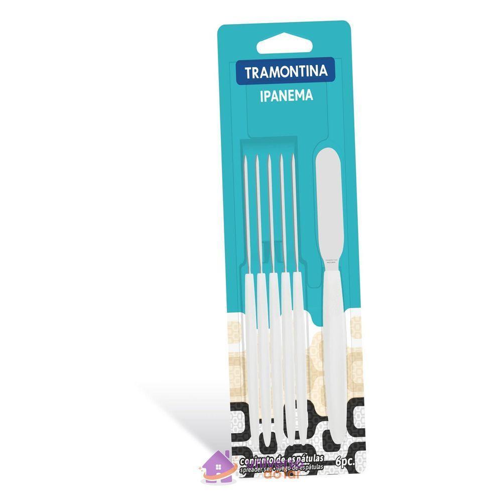 Conjunto De Espátulas Para Manteiga Tramontina Ipanema Em Aço Inox E Cabo Branco 6 Peças Tramontina - 1