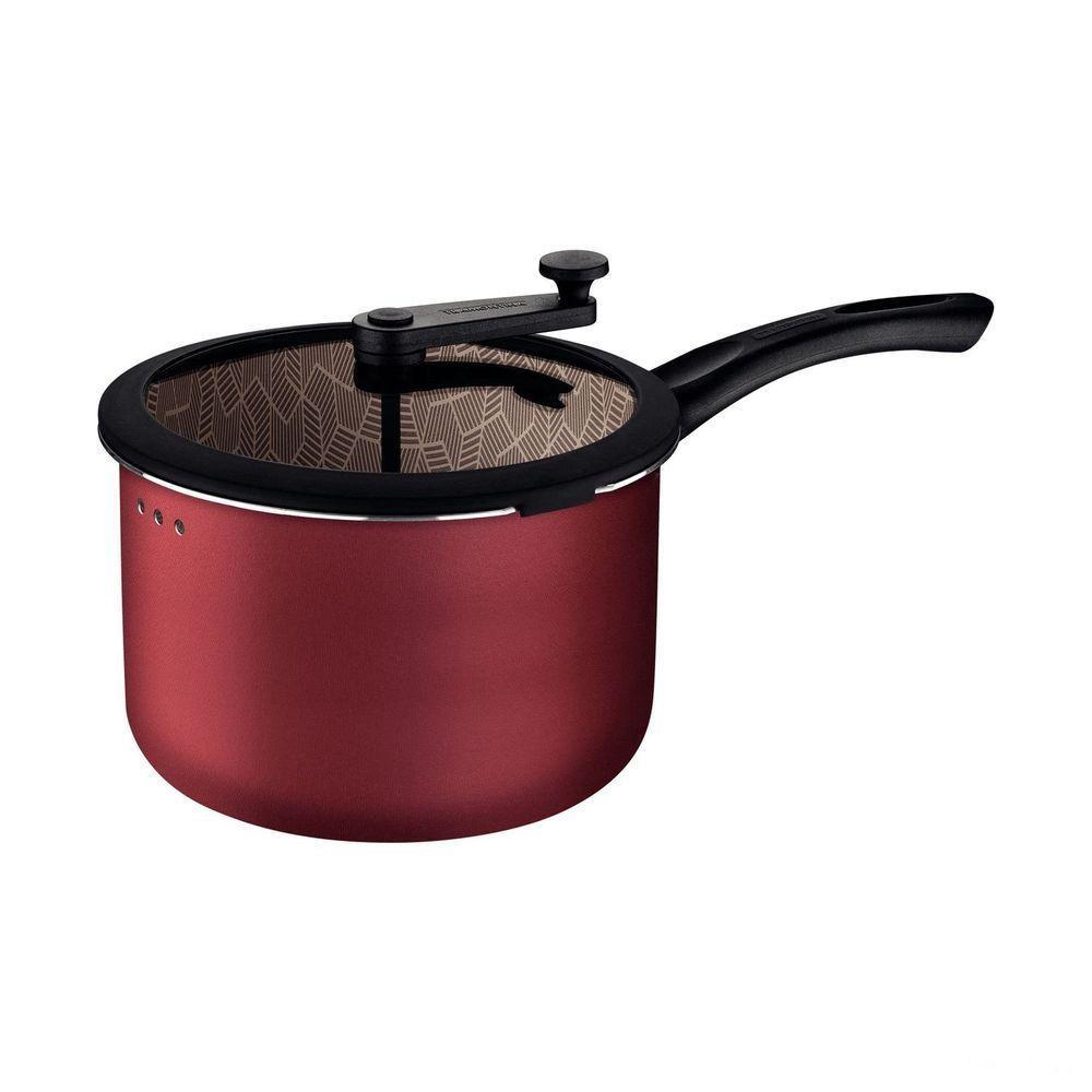 Pipoqueira Paris Antiaderente Starflon Max Vermelho Com Tampa De Vidro 22 Cm 4,8 L - 1