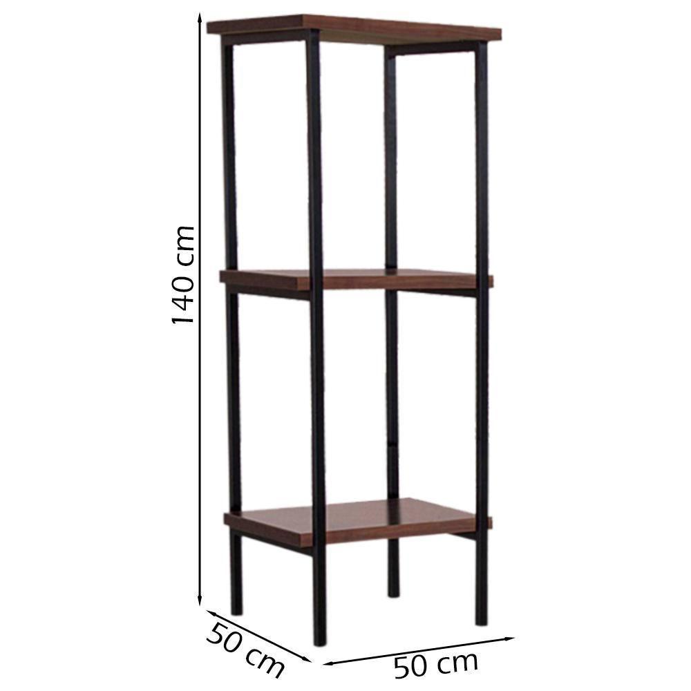 Estante Torre Aço Preto I13 Castanho Madeira Taeda Dmobiliario Castanho - 3