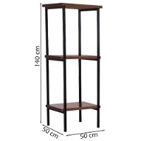 Estante Torre Aço Preto I13 Castanho Madeira Taeda Dmobiliario Castanho - 3