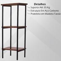 Estante Torre Aço Preto I13 Castanho Madeira Taeda Dmobiliario Castanho