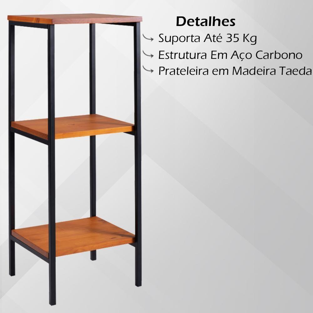 Estante Torre Aço Preto I13 Mell Madeira Taeda Dmobiliario Mell - 4