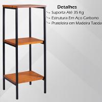 Estante Torre Aço Preto I13 Mell Madeira Taeda Dmobiliario Mell