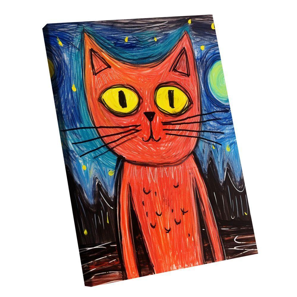 Quadro Gato Arte Da Escola -- Br Artes - 2