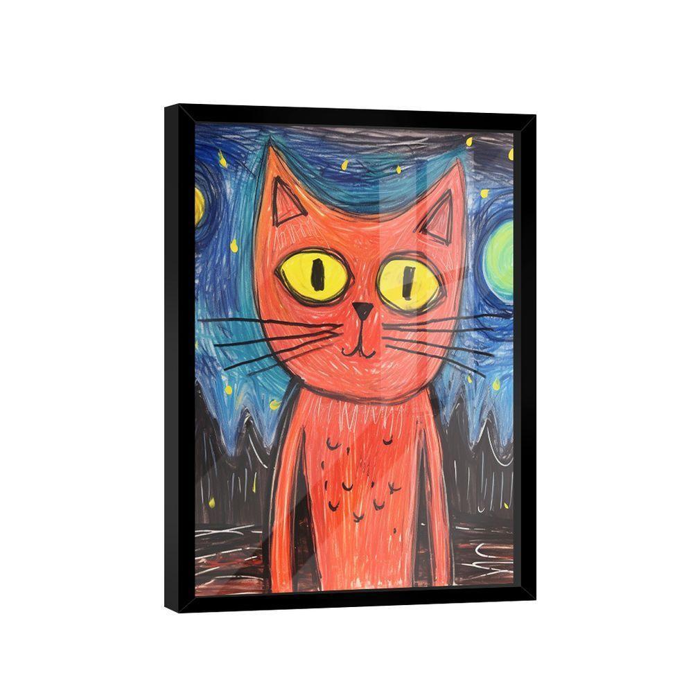 Quadro Gato Arte Da Escola -- Br Artes - 5