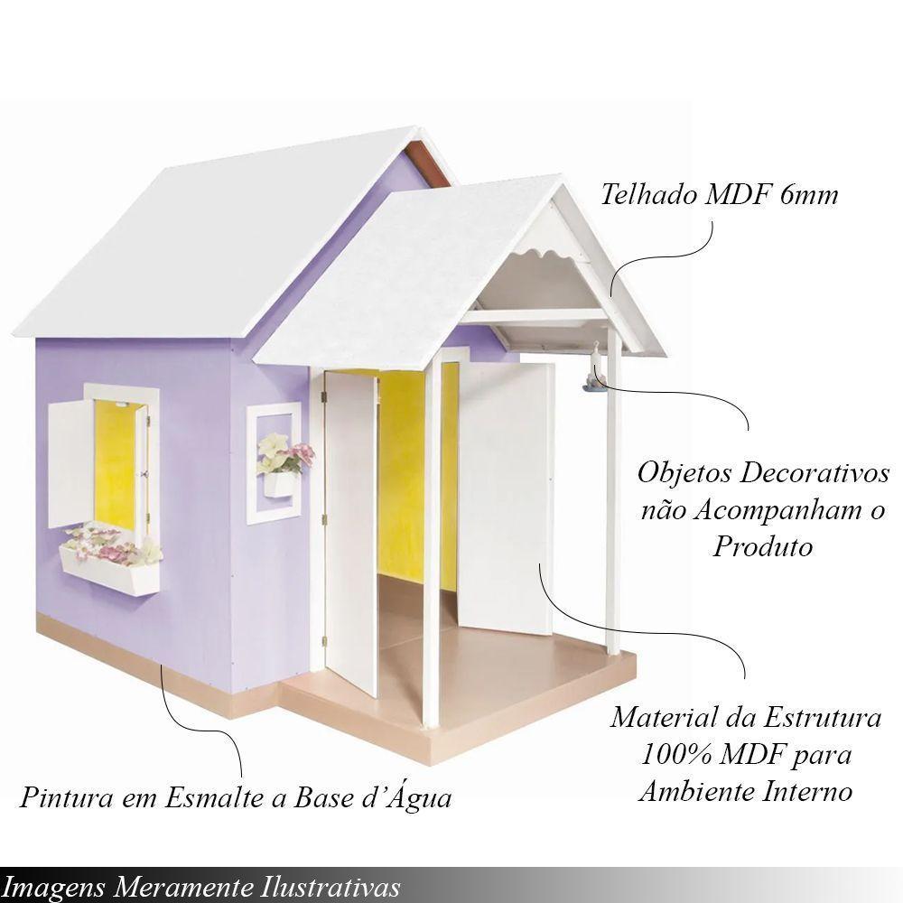 Casinha De Brinquedo Artesanal Mdf Com Telhado Branco-lilás L12 - Gran Belo - 6