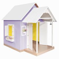 Casinha De Brinquedo Artesanal Mdf Com Telhado Branco-lilás L12 - Gran Belo