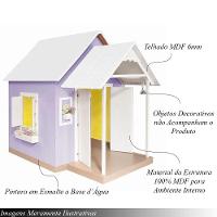 Casinha De Brinquedo Artesanal Mdf Com Telhado Branco-lilás L12 - Gran Belo - 6