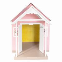 Casinha De Brinquedo Artesanal Mdf Com Telhado Branco-rosa L12 - Gran Belo - 2