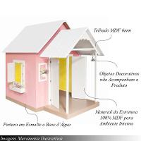 Casinha De Brinquedo Artesanal Mdf Com Telhado Branco-rosa L12 - Gran Belo - 5