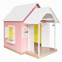 Casinha De Brinquedo Artesanal Mdf Com Telhado Branco-rosa L12 - Gran Belo - 7