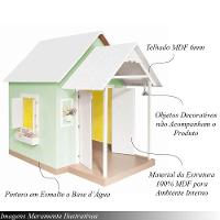 Casinha De Brinquedo Artesanal Mdf Com Telhado Branco-verde L12 - Gran Belo - 5