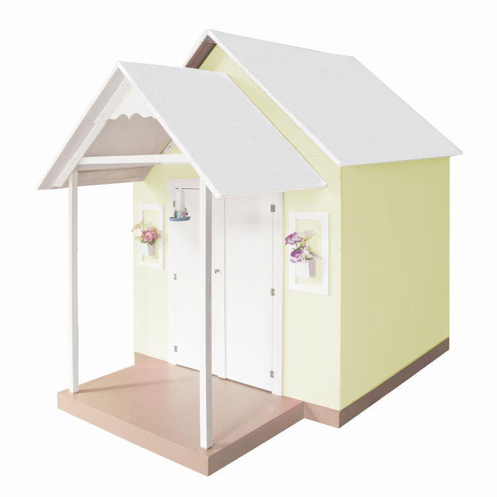 Casinha De Brinquedo Artesanal Mdf Com Telhado Branco-amarelo L12 - Gran Belo - 7