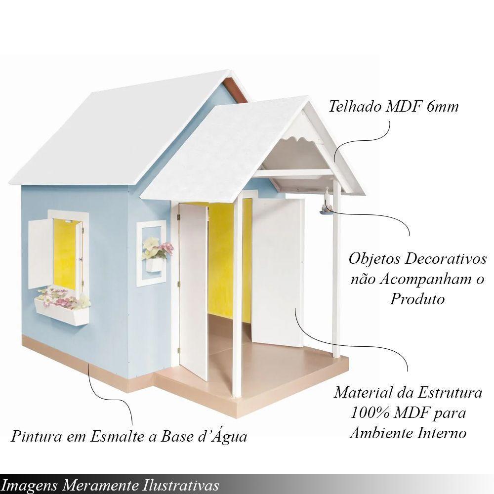 Casinha De Brinquedo Artes Mdf Com Telhado Branco-azul Bebê L12 - Gran Belo - 2