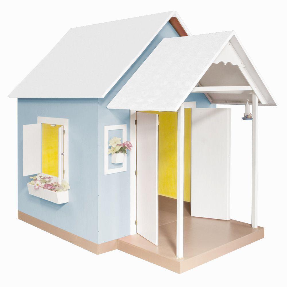 Casinha De Brinquedo Artes Mdf Com Telhado Branco-azul Bebê L12 - Gran Belo - 6