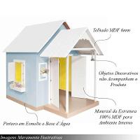 Casinha De Brinquedo Artes Mdf Com Telhado Branco-azul Bebê L12 - Gran Belo - 2
