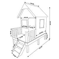 Casinha De Brinquedo Artesanal Rosa Com Cercado E Escada Telhado Branco L12 - Gran Belo - 6