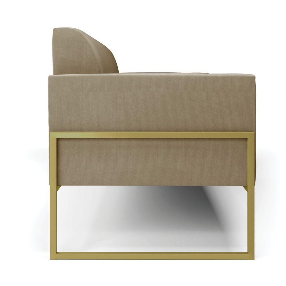 Sofá Namoradeira Base Industrial Alta Dourado Marisa Suede Marrom Rato D03 - D\'rossi - 7