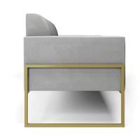 Sofá Namoradeira Base Industrial Alta Dourado Marisa Suede D03 - D\'rossi Cor Cinza - 1