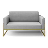 Sofá Namoradeira Base Industrial Alta Dourado Marisa Suede D03 - D\'rossi Cor Cinza - 3