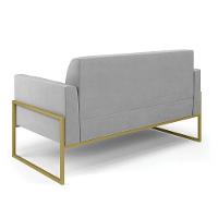 Sofá Namoradeira Base Industrial Alta Dourado Marisa Suede D03 - D\'rossi Cor Cinza - 7