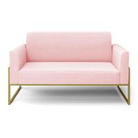 Sofá Namoradeira Base Industrial Alta Dourado Marisa Suede D03 - D\'rossi Cor Rosa Bebê - 5