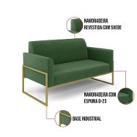 Sofá Namoradeira Base Industrial Alta Dourado Marisa Suede D03 - D\'rossi Cor Verde - 6