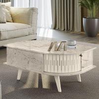 Mesa De Centro 2 Portas Indianápolis Madetec Cor Calacata/off White - 1