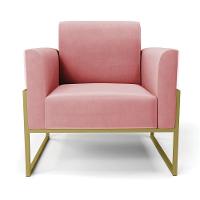 Kit 2 Poltronas Base Industrial Alta Dourado Marisa Suede D03 - D\'rossi Cor Rose - 3
