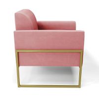 Kit 2 Poltronas Base Industrial Alta Dourado Marisa Suede D03 - D\'rossi Cor Rose - 5