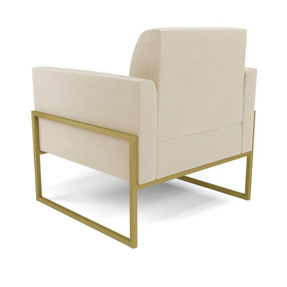 Kit 2 Poltronas Base Industrial Alta Dourado Marisa Suede D03 - D\'rossi Cor Bege - 6